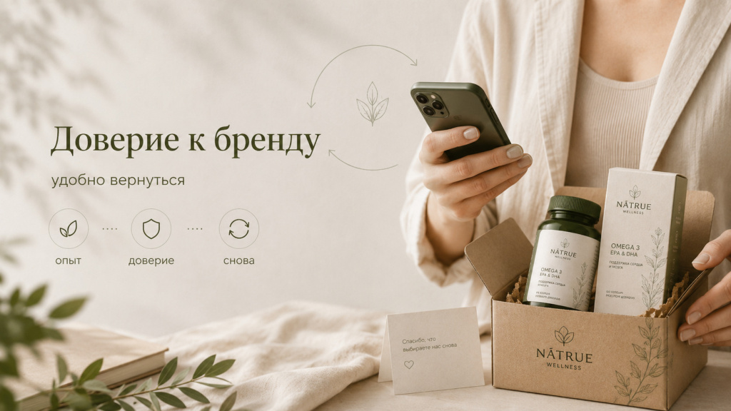 klient-derzhit-telefon-i-korobku-s-produktom-brenda
